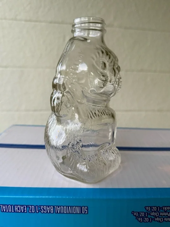 Vintage Glass Cat Bottle Figural Kitty Jar Clear Pressed Glass 1970s Farmhouse - Picture 4 of 6